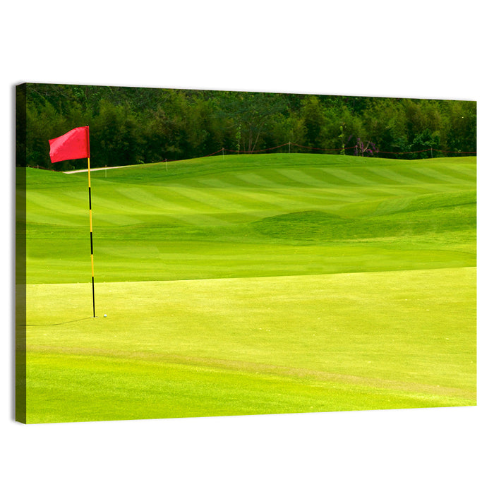 Red Golf Flag on the Green Wall Art as a canvas print