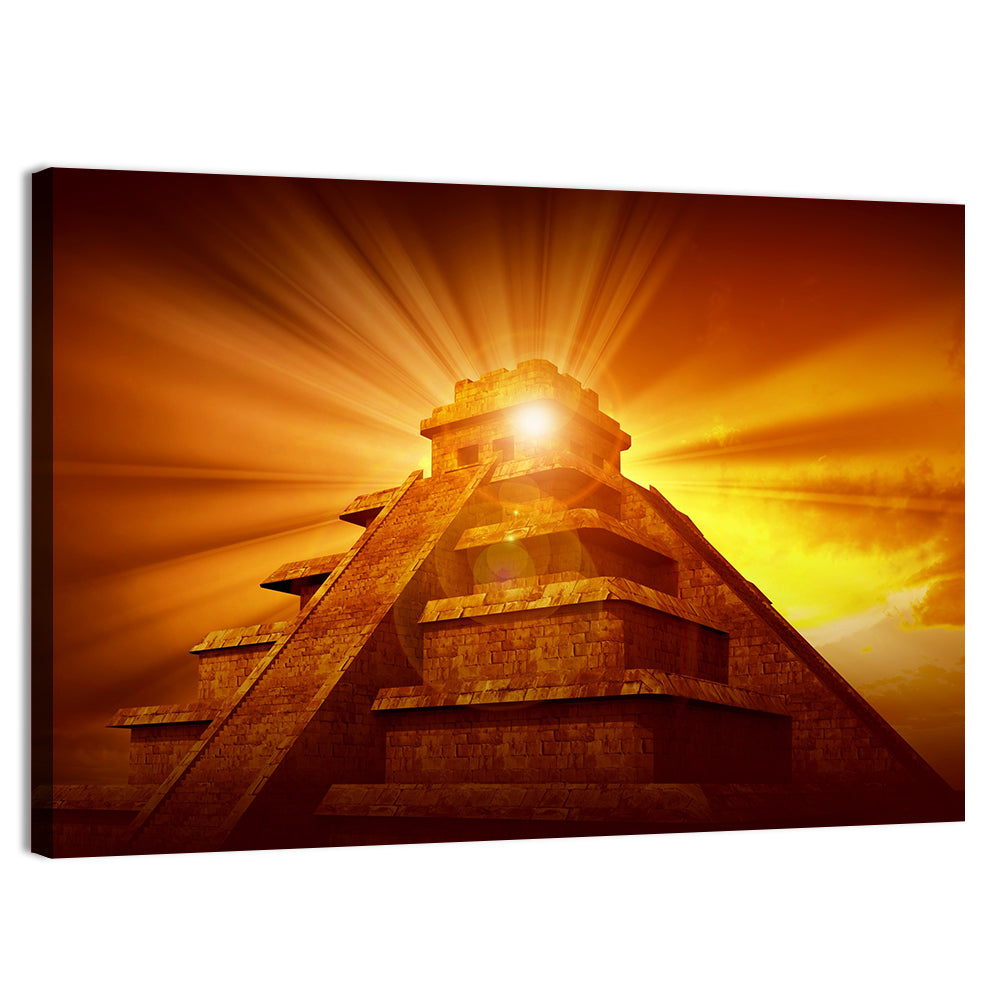 El Castillo Pyramid Chichen Itza Wall Art, canvas print, landscape