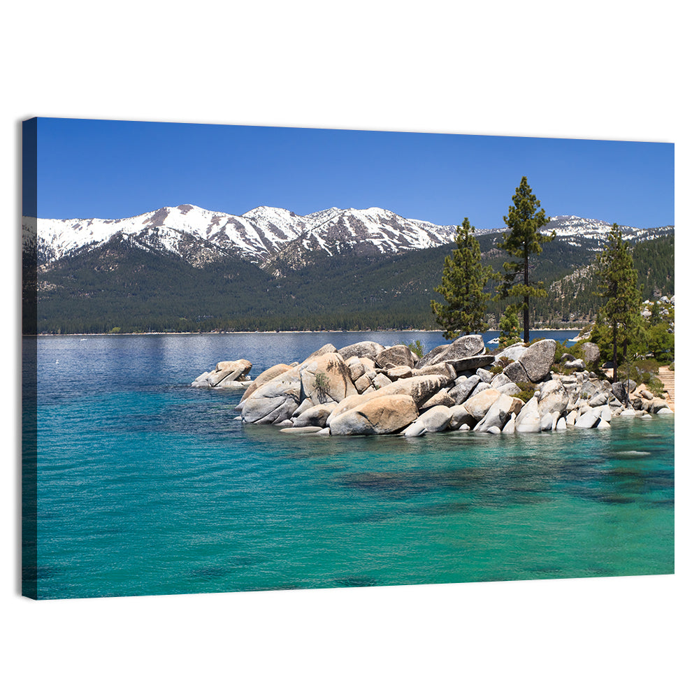 Sand Harbor Boulders Lake Tahoe Wall Art, canvas print, landscape