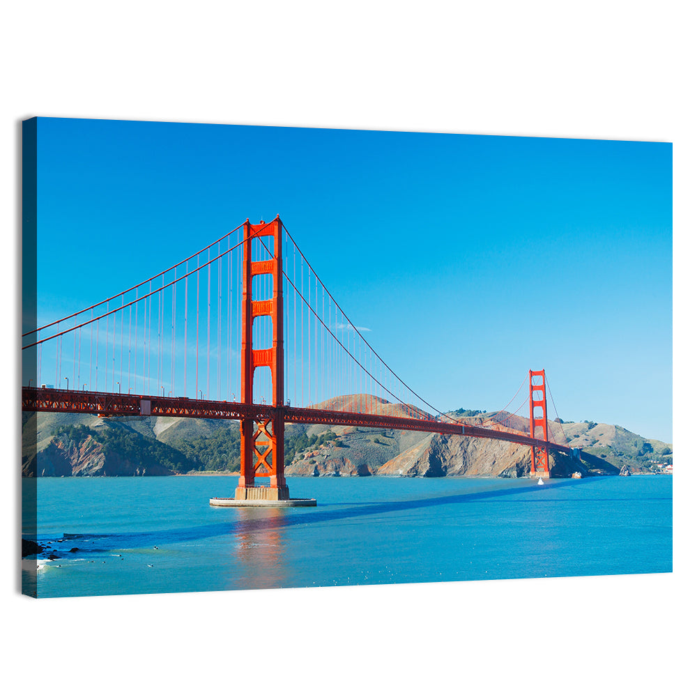 Golden Gate Bridge Under Blue Sky Wall Art, canvas print, landscape