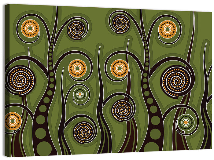 Botanical Spiral Roots Illustration Wall Art as a canvas print