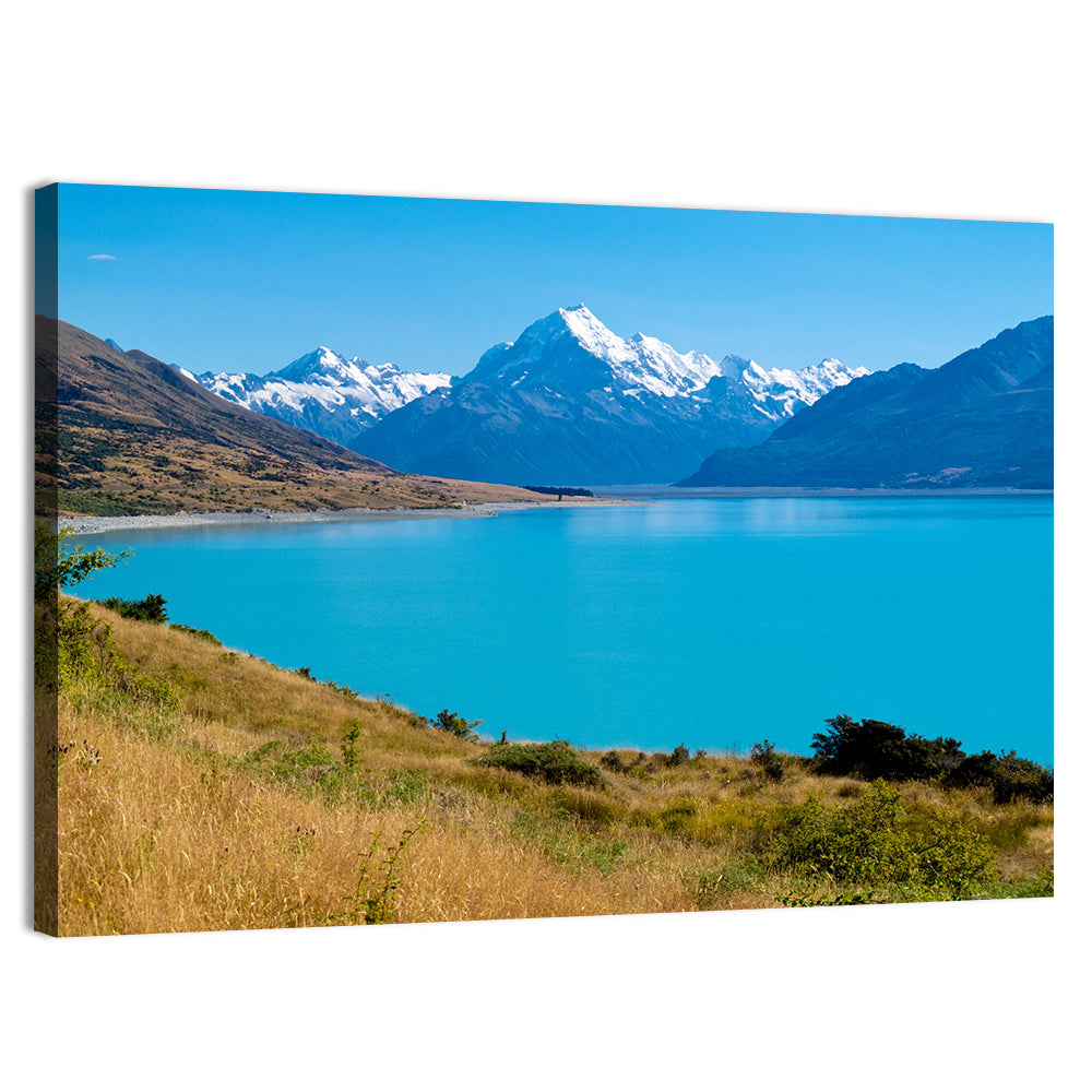 Lake Pukaki with Aoraki Mount Cook Wall Art, canvas print, landscape