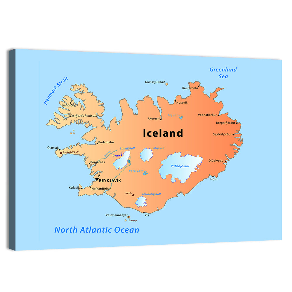 Iceland Map Wall Art