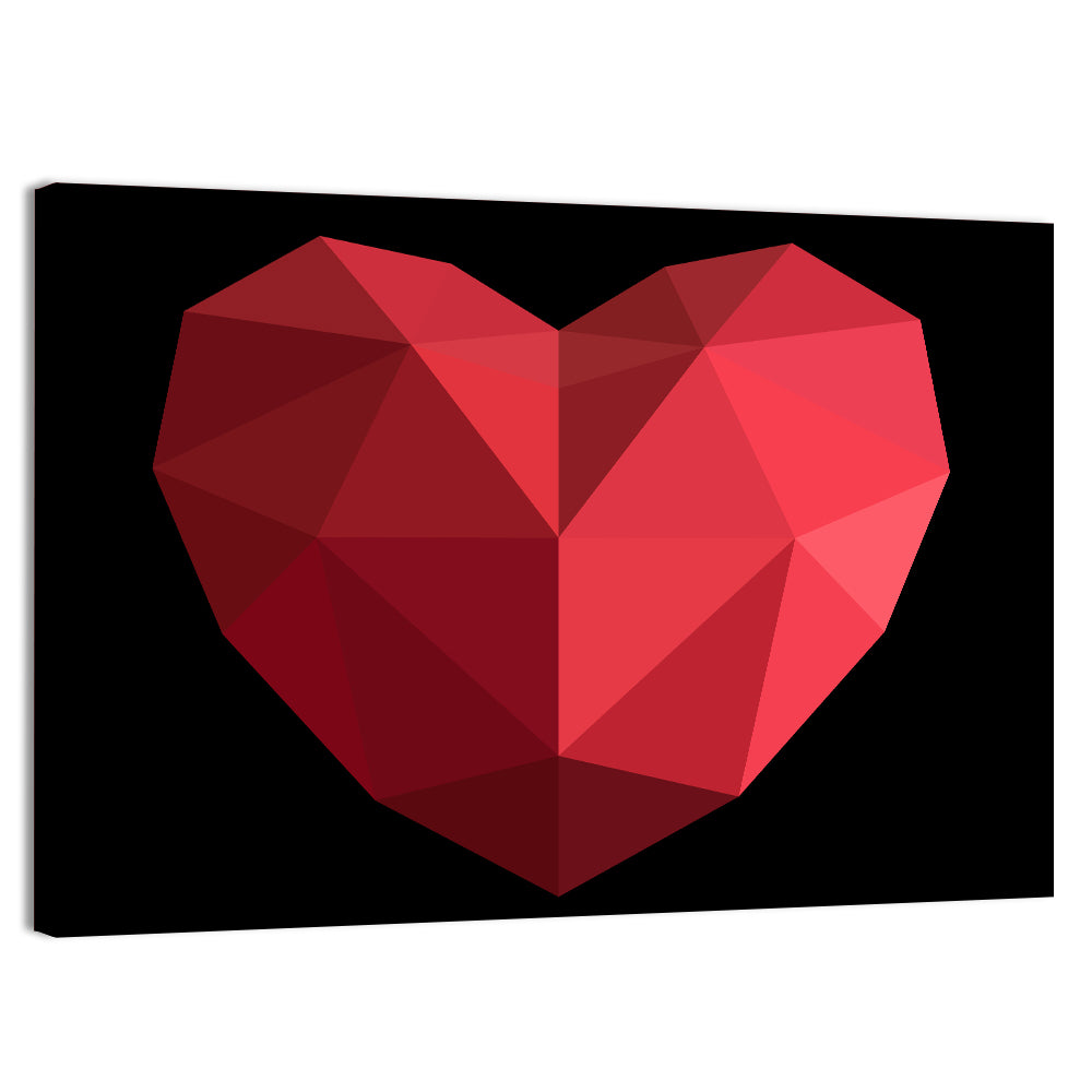 Low-poly Red Heart Wall Art, canvas print, landscape