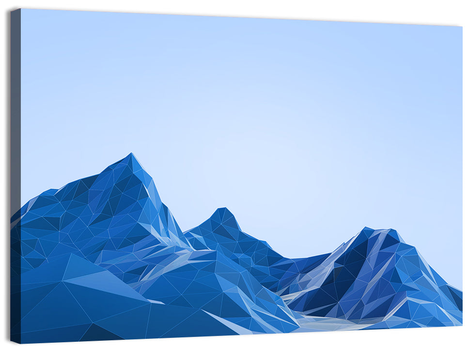 Blue Geometric Mountain Range Wall Art, canvas print, landscape