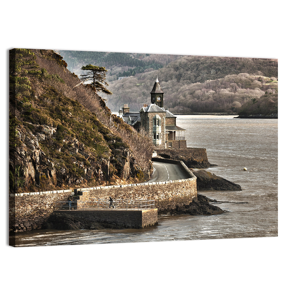 Barmouth Clock Tower Coastal View Wall Art, canvas print, landscape