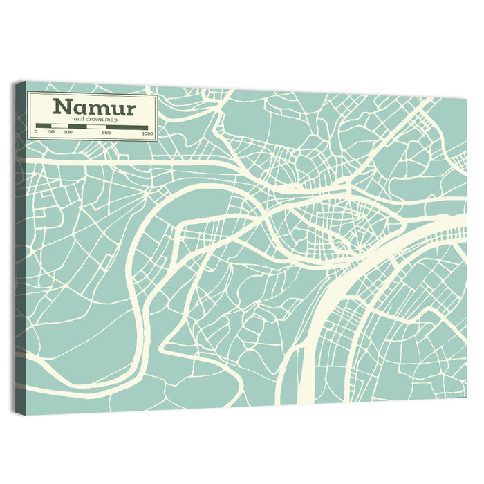 Namur Aerial Map Wall Art as a canvas print