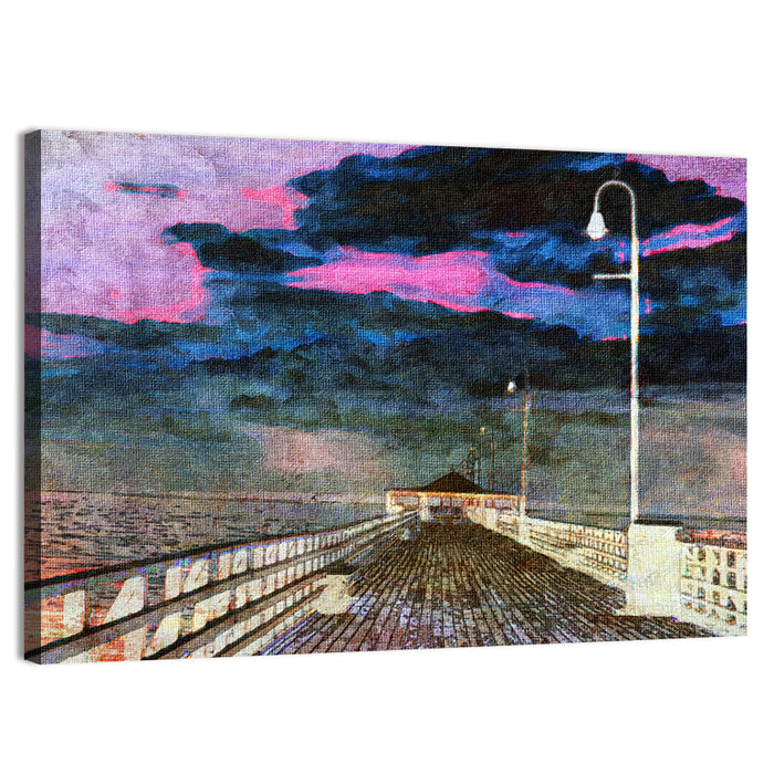 Wooden Beach Pier Wall Art as a canvas print