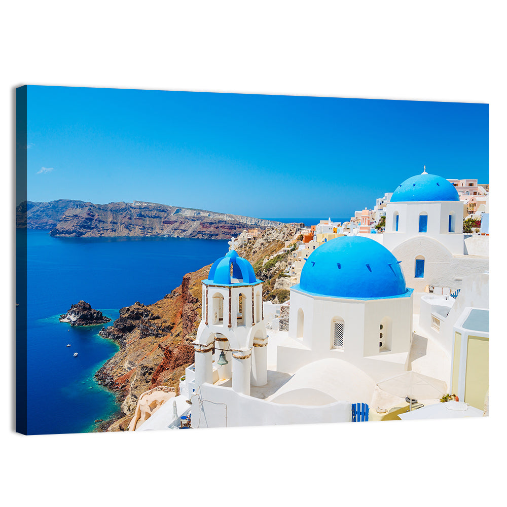 Oia Santorini Blue Domes Wall Art, canvas print, landscape
