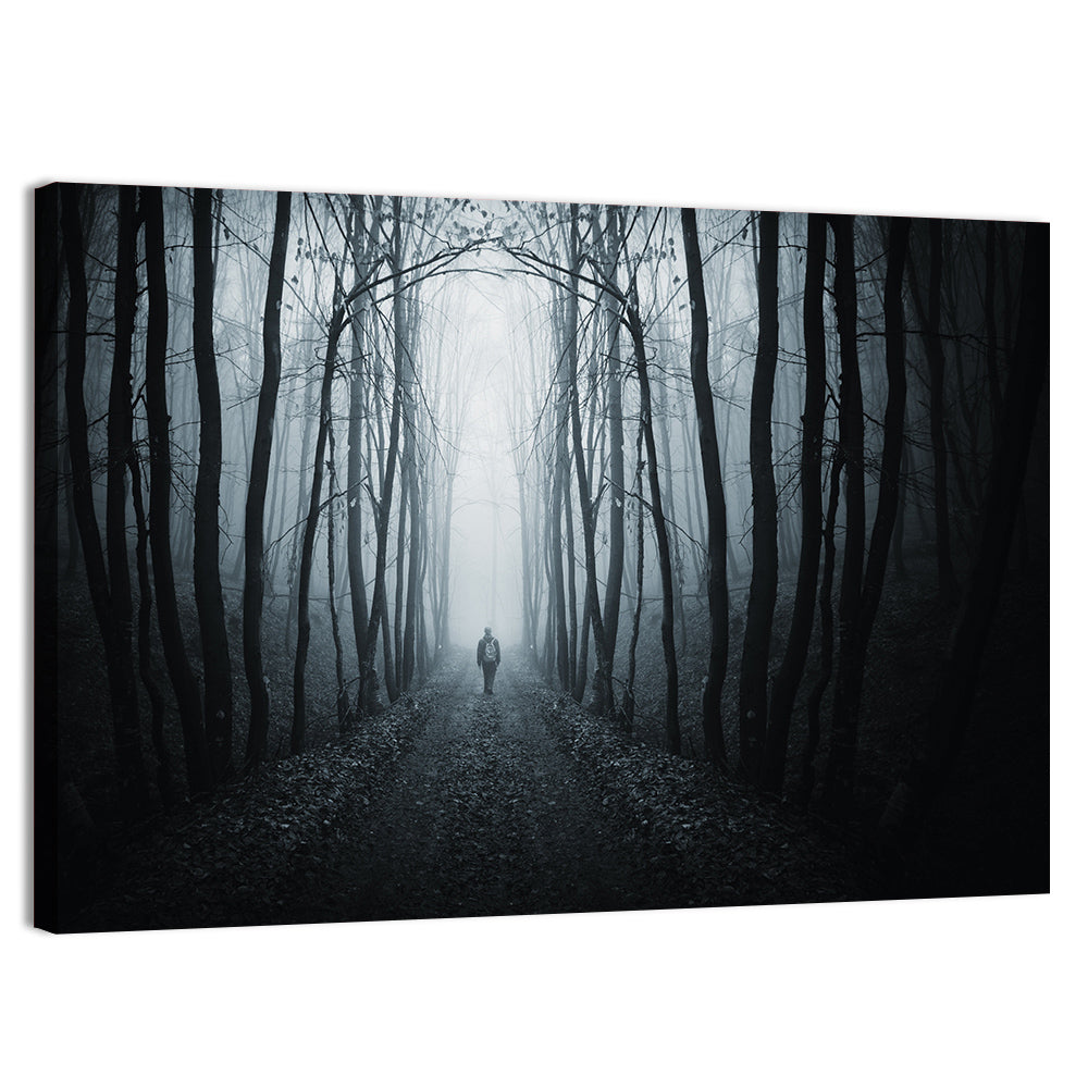 Strange Foggy Forest Path Wall Art, canvas print, landscape