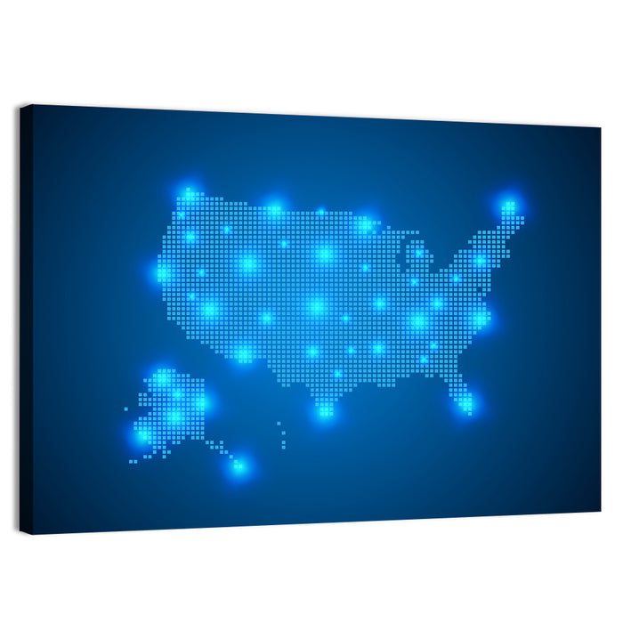 United States Digital Network Map Wall Art as a canvas print
