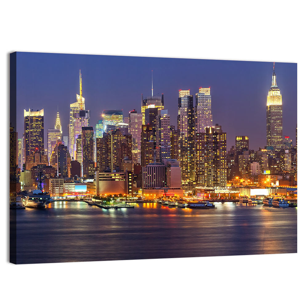 Manhattan at Night Wall Art, canvas print, landscape