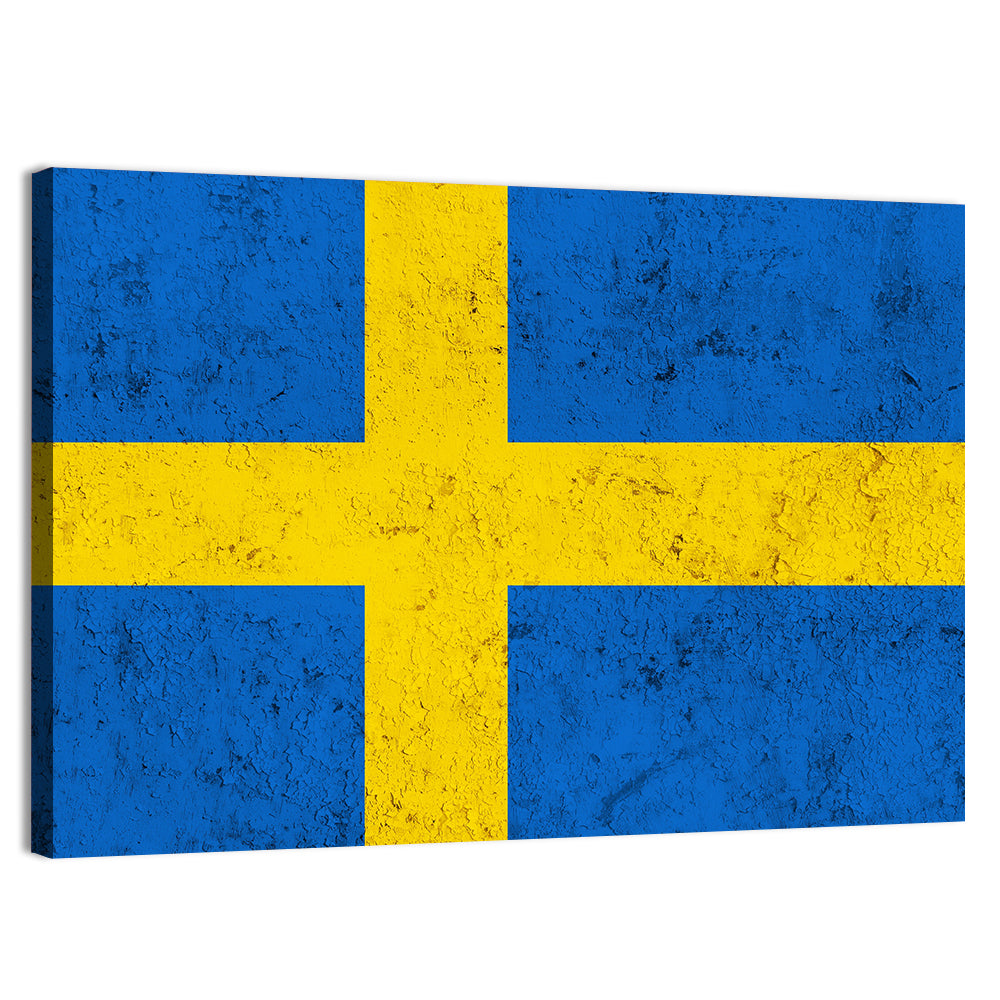 Weathered Swedish Flag Wall Art, canvas print, landscape
