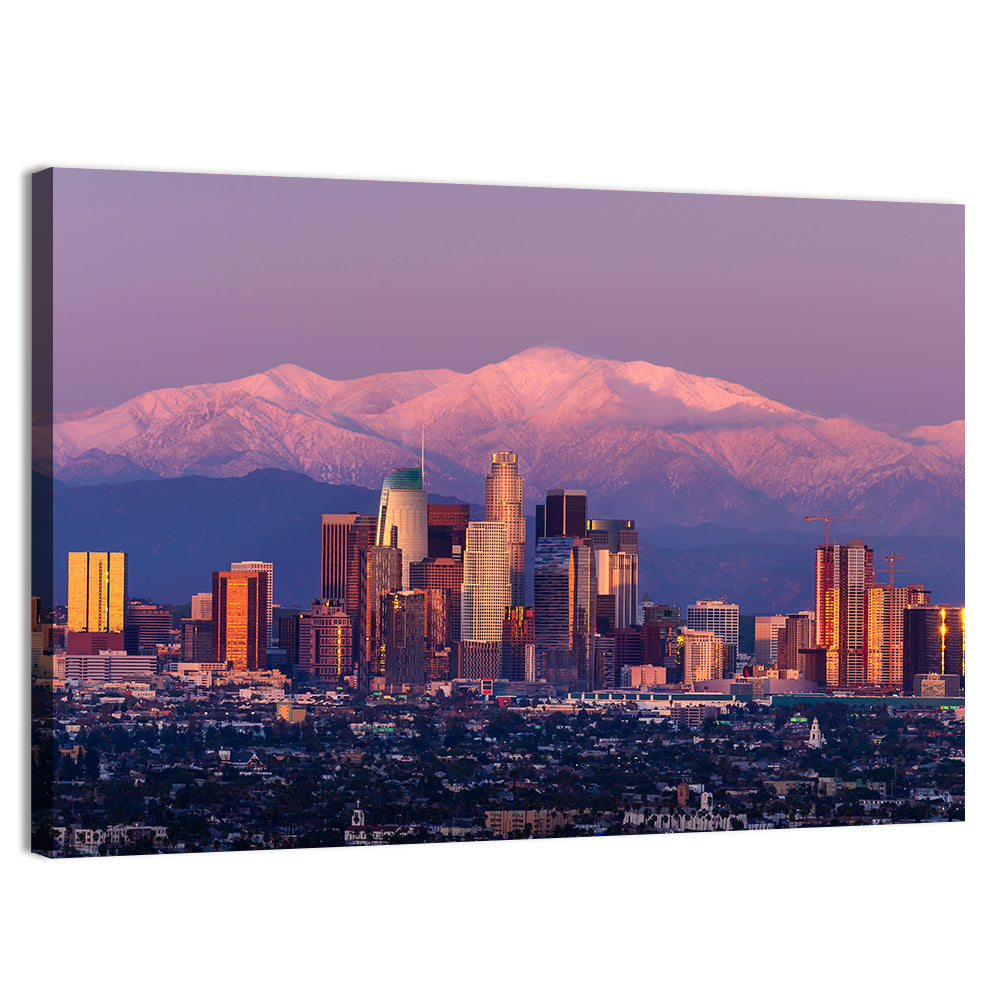 Los Angeles Downtown Skyline at Dusk Wall Art, canvas print, landscape