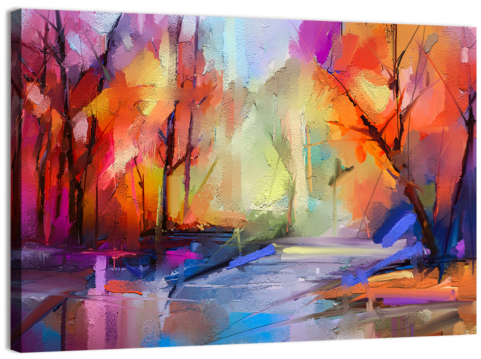 Autumn Forest Oil Painting Wall Art, canvas print, landscape