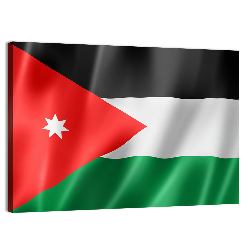 Jordan Flag with White Seven-pointed Star Wall Art, canvas print, landscape