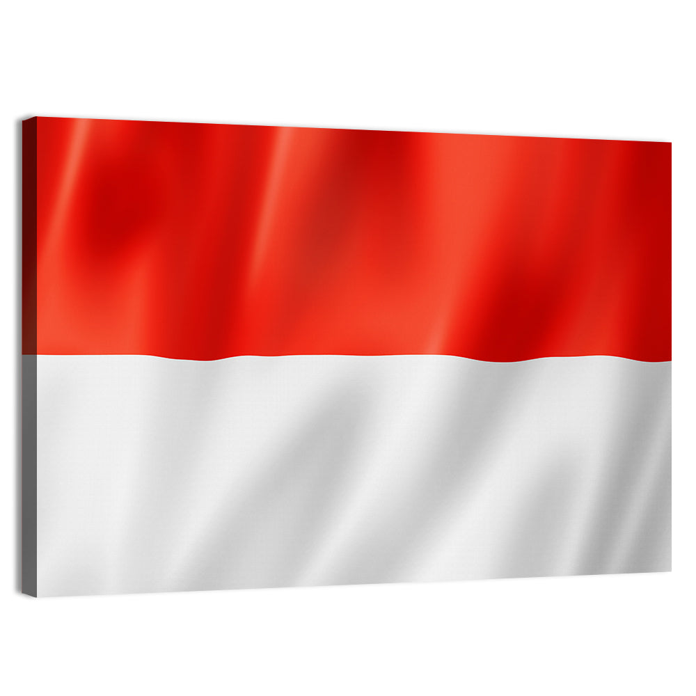 Indonesian Flag Waving Red and White Wall Art, canvas print, landscape
