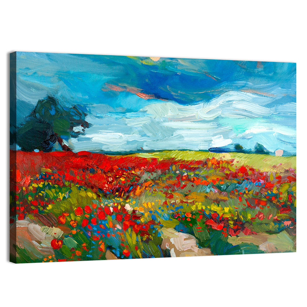 Impressionist Poppy Field Wall Art, canvas print, landscape