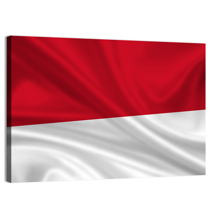 Indonesia Monaco Waving Flag Wall Art as a canvas print