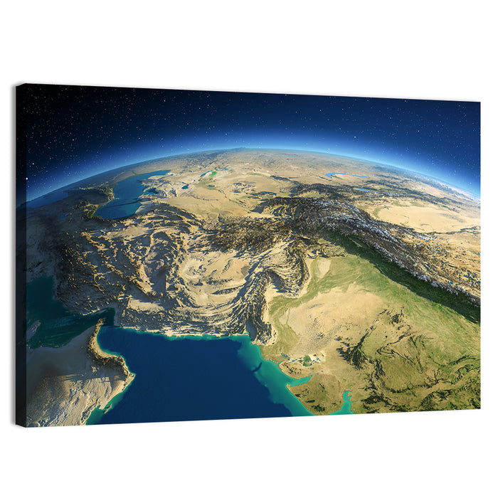 South Asia Topographic Map Wall Art as a canvas print
