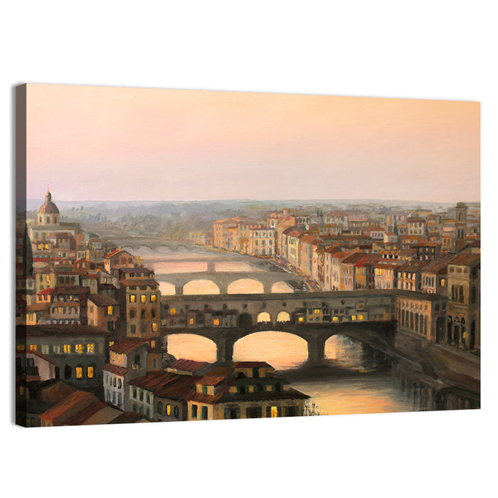 Florence Sunset Over Ponte Vecchio Wall Art as a canvas print