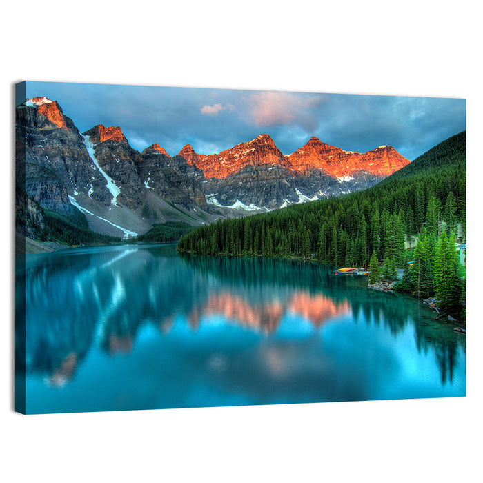 Moraine Lake at Golden Hour Wall Art as a canvas print