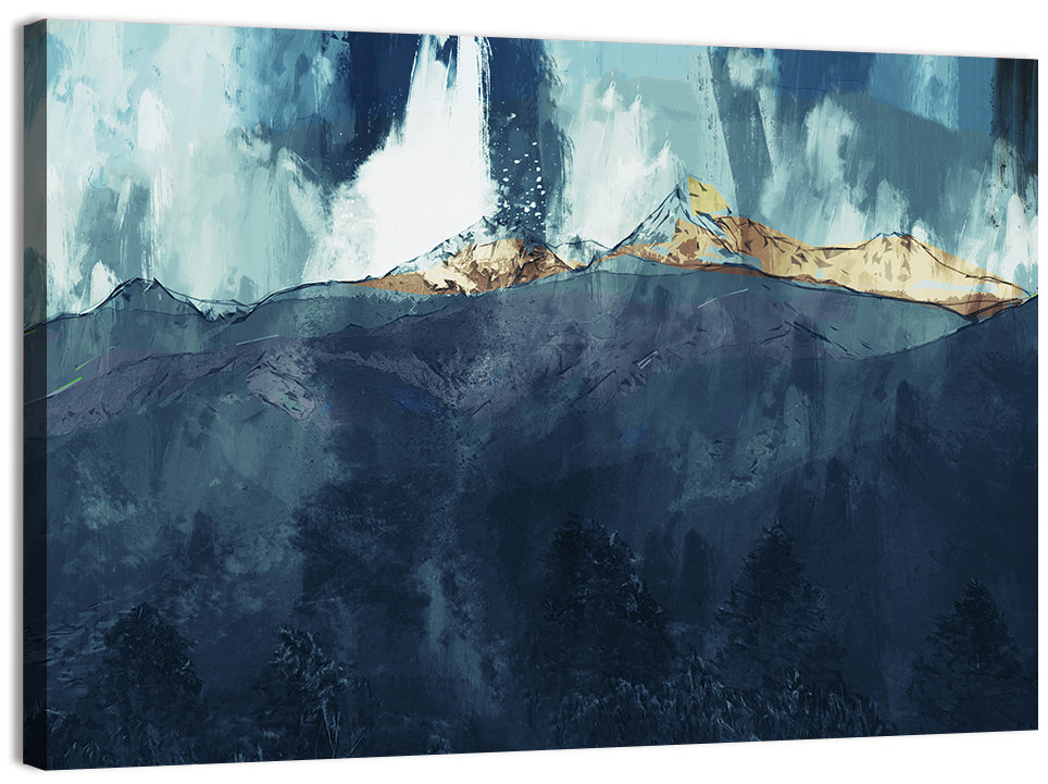 Backlit Mountain Range Wall Art, canvas print, landscape