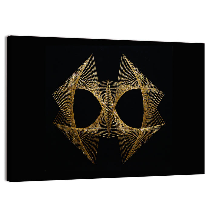Antique Gold String Geometry Wall Art as a canvas print