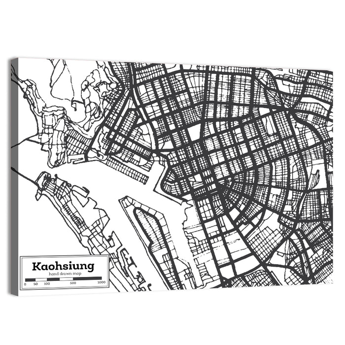 Kaohsiung Aerial Map Wall Art as a canvas print