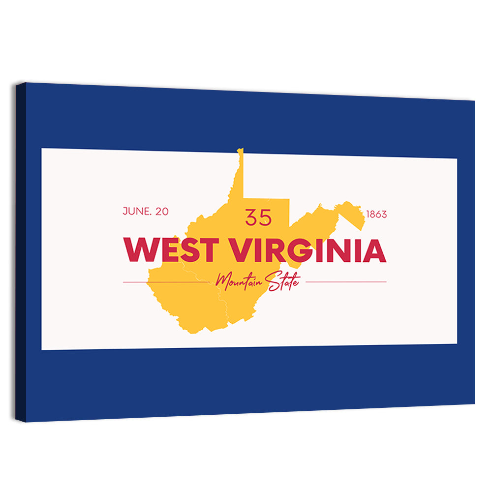 West Virginia Map Wall Art