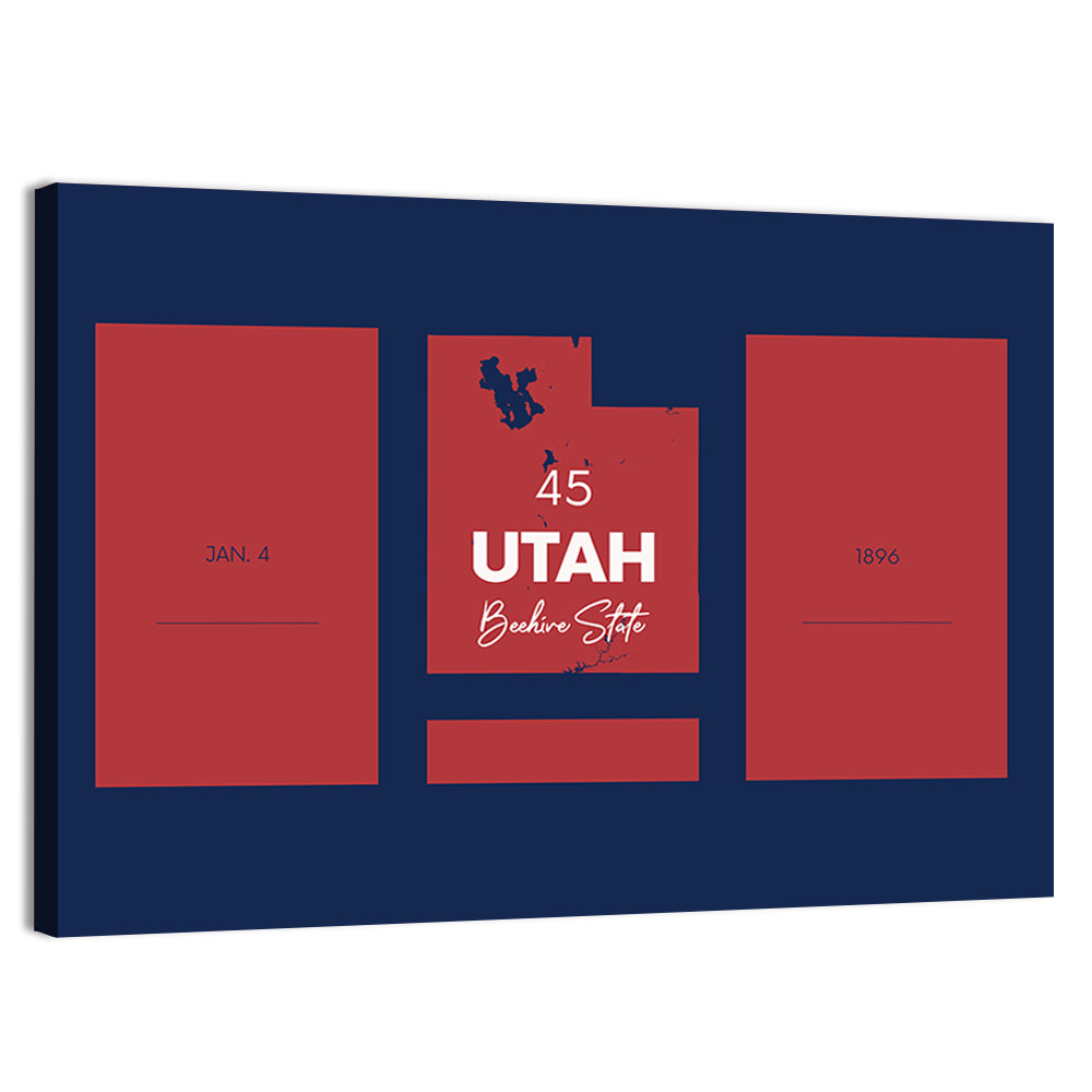 Utah State Map Graphic Wall Art, canvas print, landscape