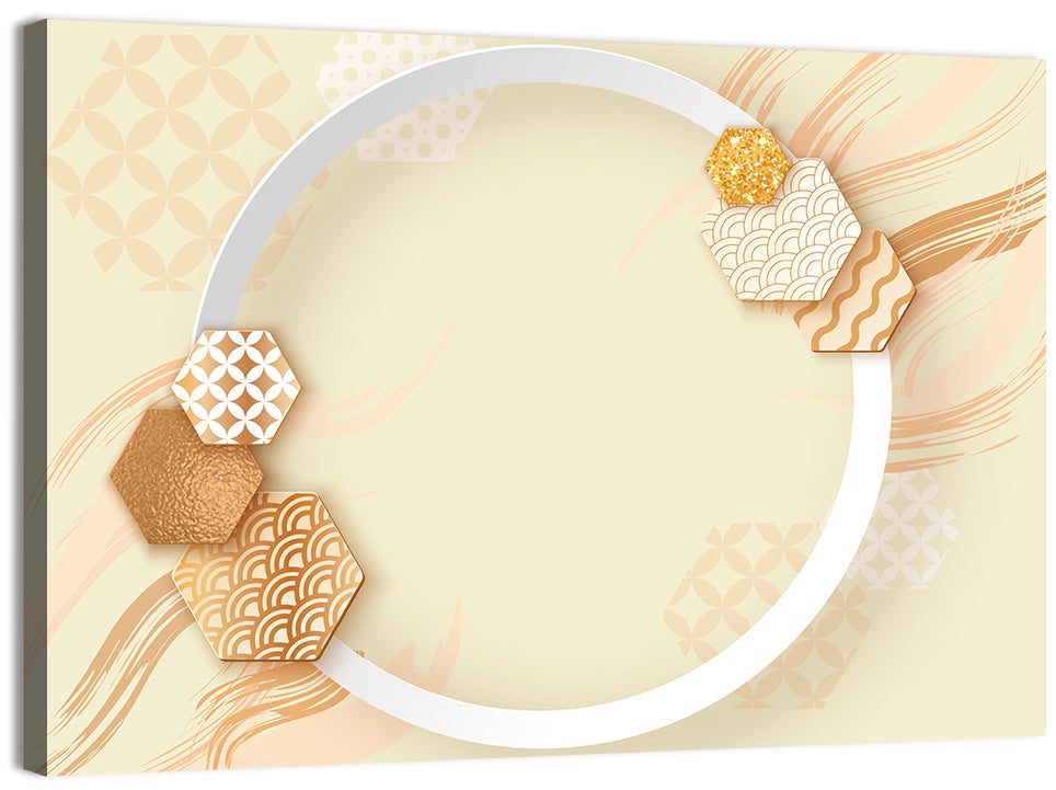 Cream and Gold Geometric Circle Wall Art, canvas print, landscape