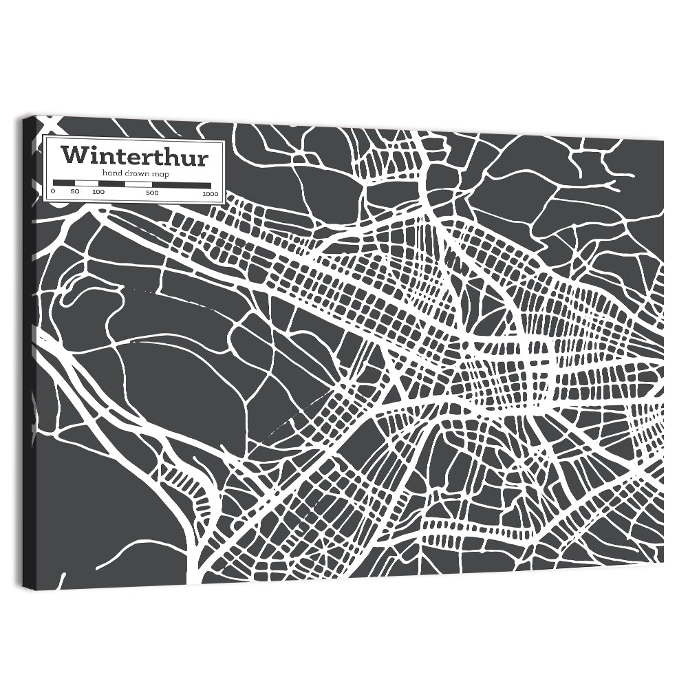 Winterthur Street Map Wall Art, canvas print, landscape