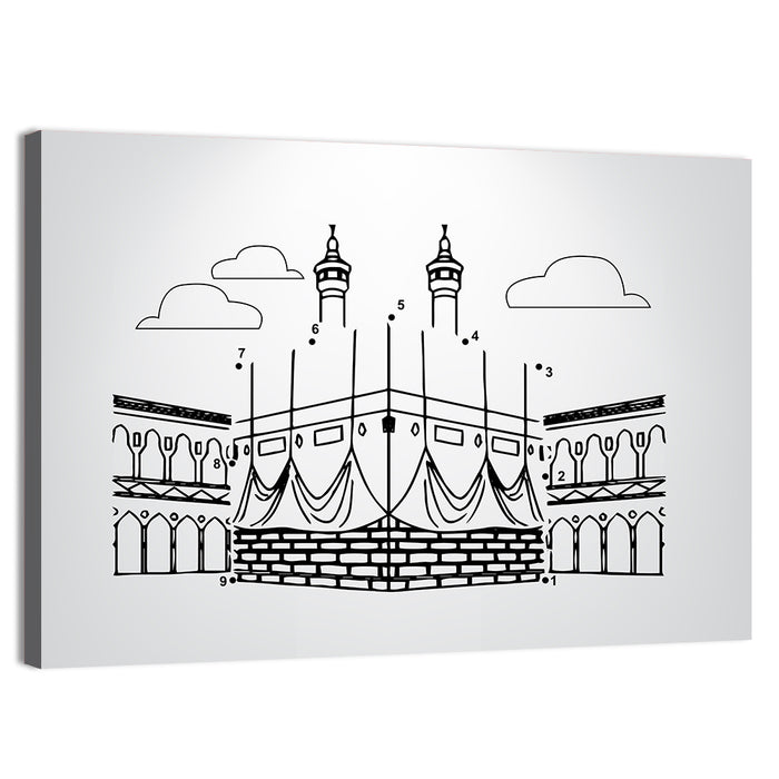 Khana E Kaaba Minimalist Line Wall Art as a canvas print