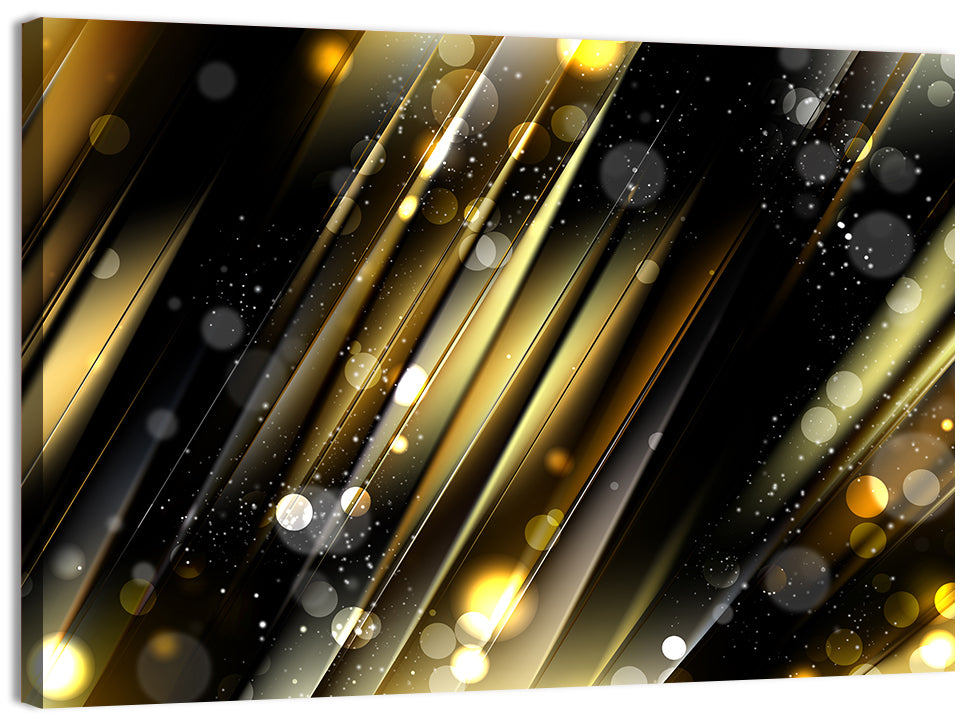 Black and Gold Diagonal Lights Wall Art, canvas print, landscape