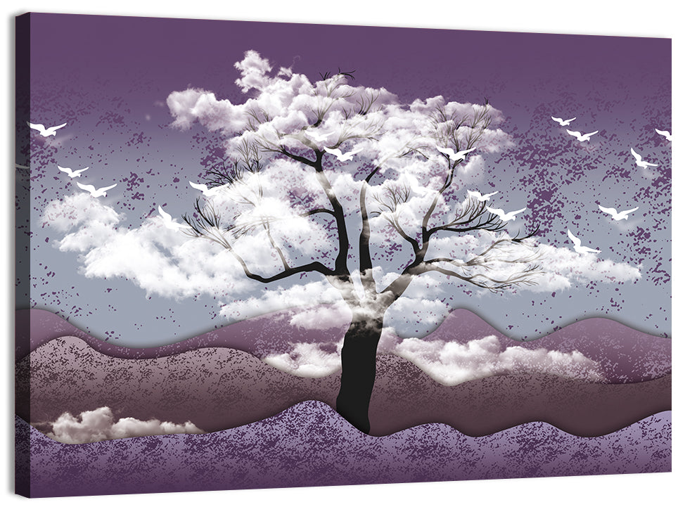 Ethereal Purple Tree Landscape Wall Art, canvas print, landscape