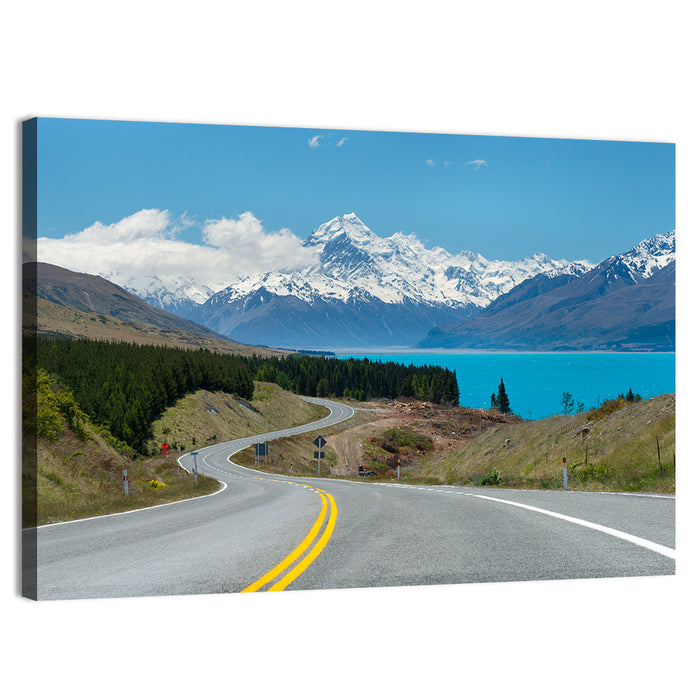 Road to Aoraki Mount Cook Wall Art as a canvas print