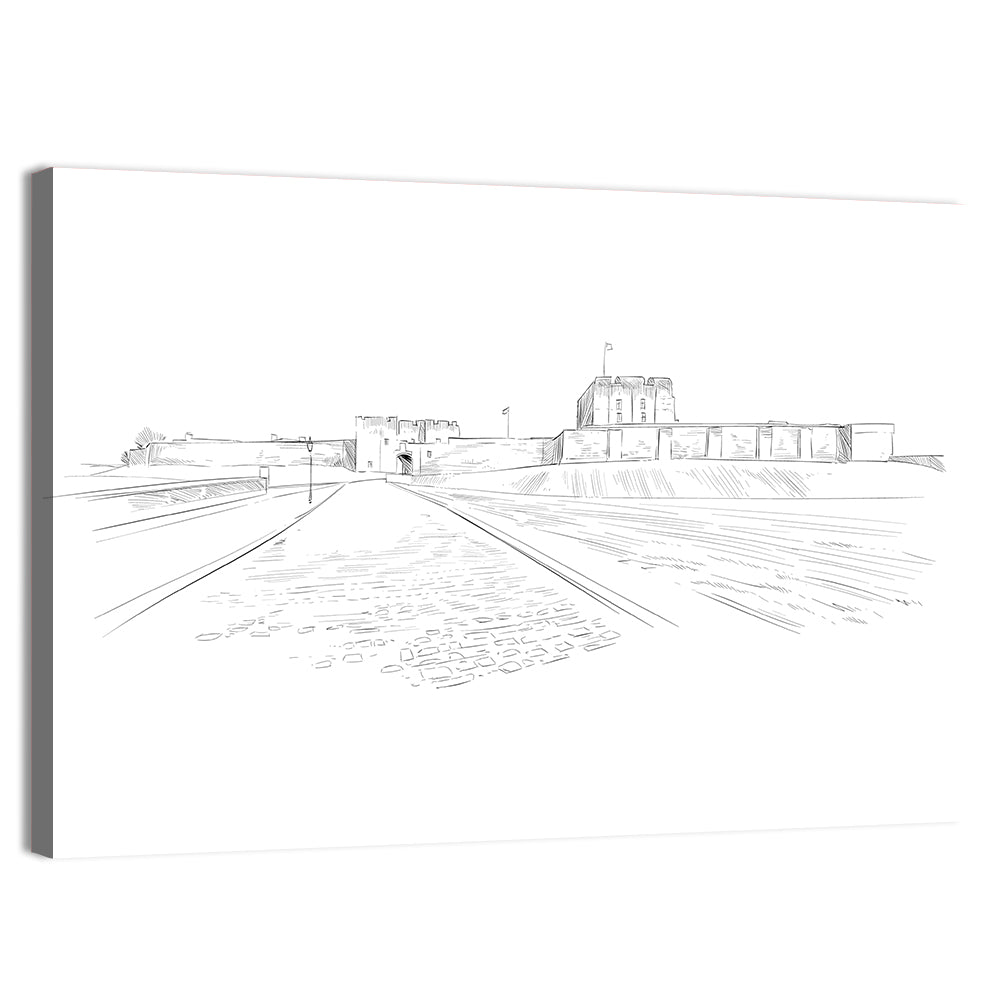 Carlisle Castle Sketch Wall Art, canvas print, landscape