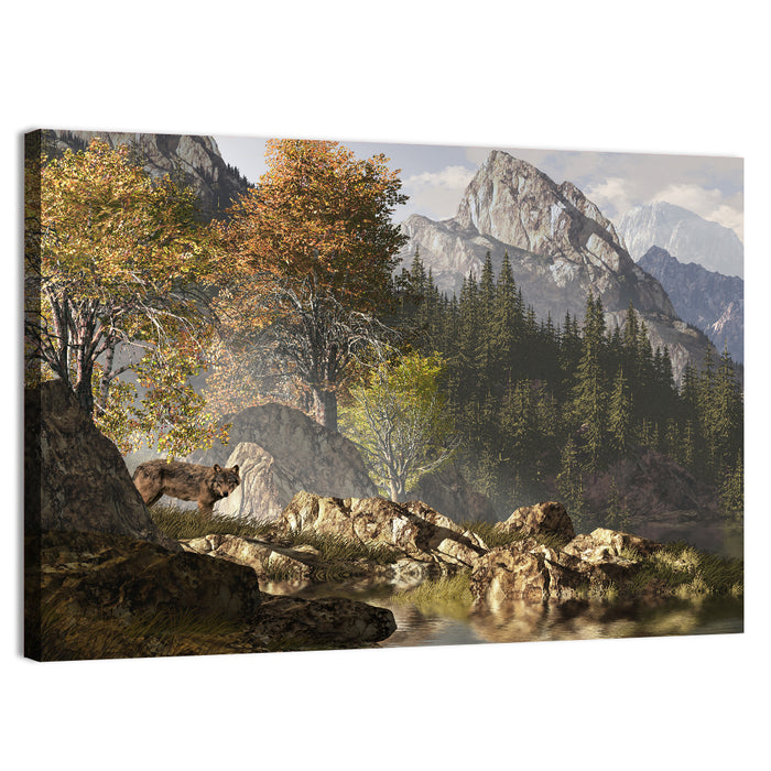 Wolf in the Rocky Mountains Wall Art as a canvas print