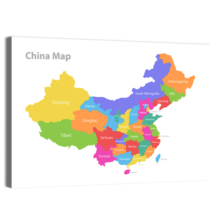Map of China Wall Art as a canvas print