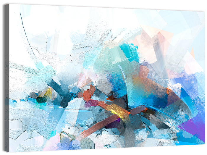 Colorful Brushstrokes with Geometric Planes Wall Art as a canvas print