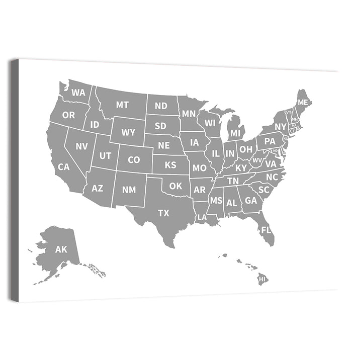 United States Map Wall Art as a canvas print