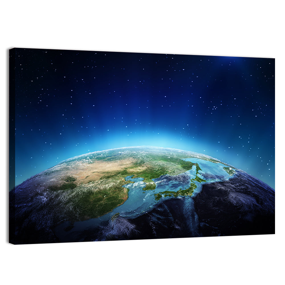 Japan and China from Orbit Wall Art, canvas print, landscape