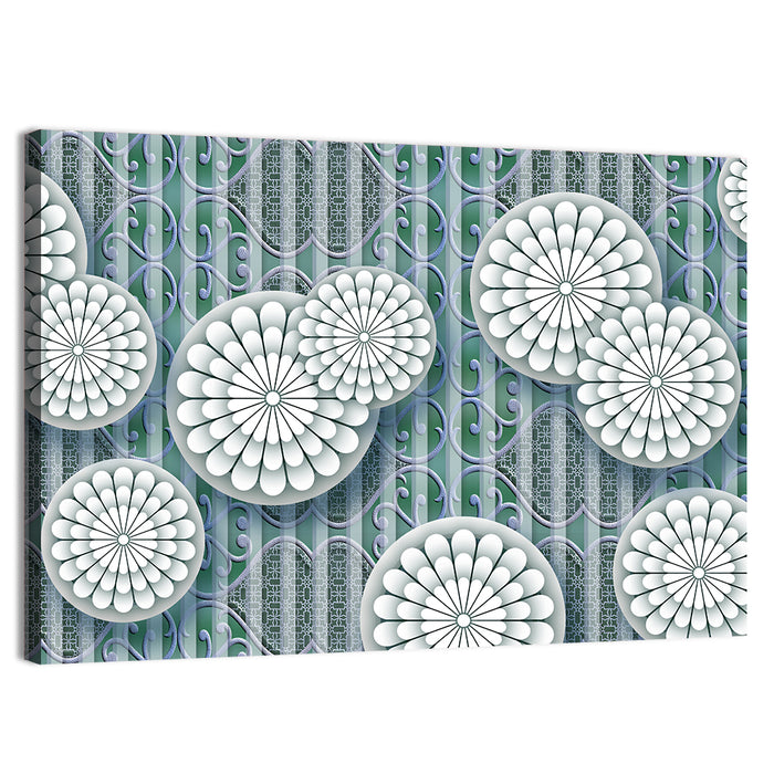 Blue Floral Scrollwork Pattern Wall Art as a canvas print