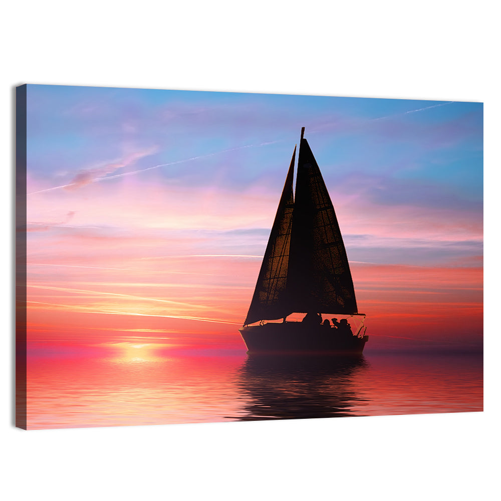 Sailing At Sunset On The Ocean Wall Art