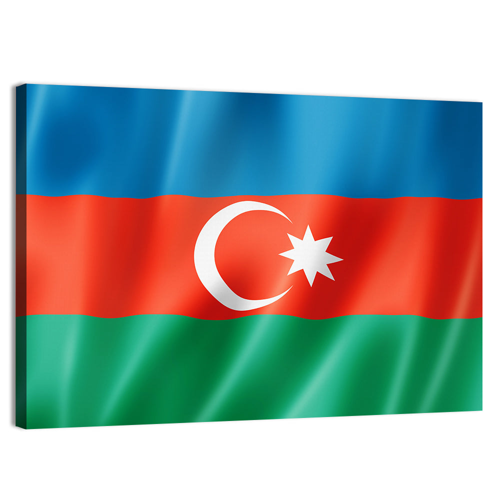 Azerbaijan Flag Wall Art, canvas print, landscape