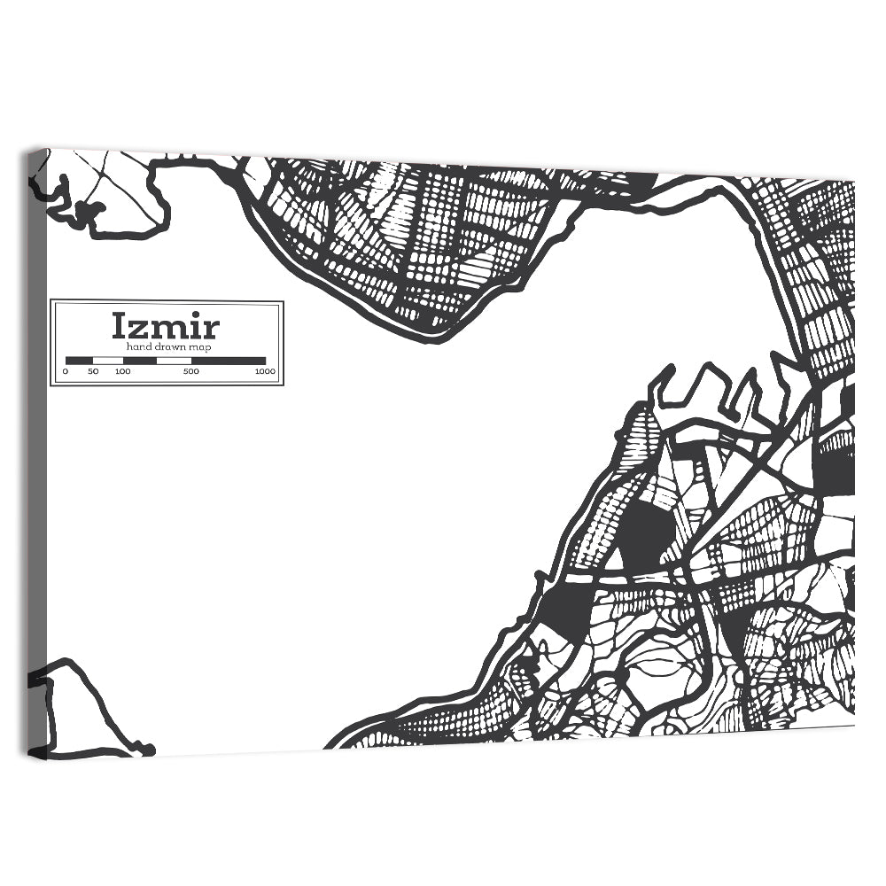 Izmir City Map Turkey Wall Art