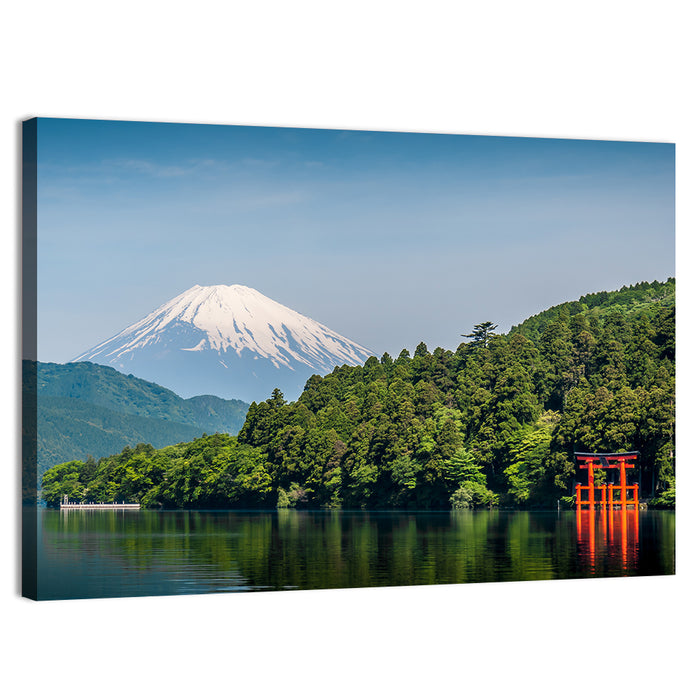 Mount Fuji Over Lake Ashi Wall Art as a canvas print