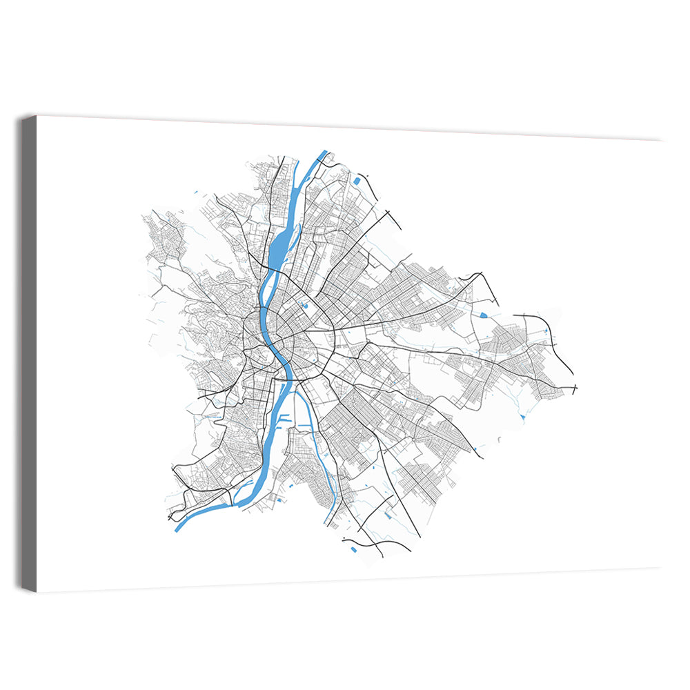 Budapest City Map Wall Art, canvas print, landscape