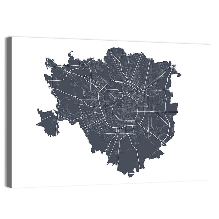 Milan City Map Wall Art as a canvas print
